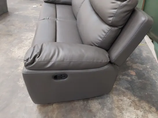 DESIGNER MANUAL RECLINING THREE SEATER SOFA BROWN LEATHER 