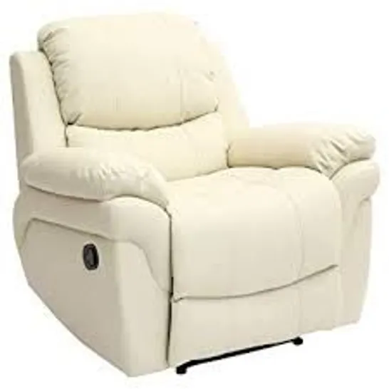 BOXED DESIGNER MADDISON CREAM LEATHER POWER RECLINING ARMCHAIR (1 BOX)