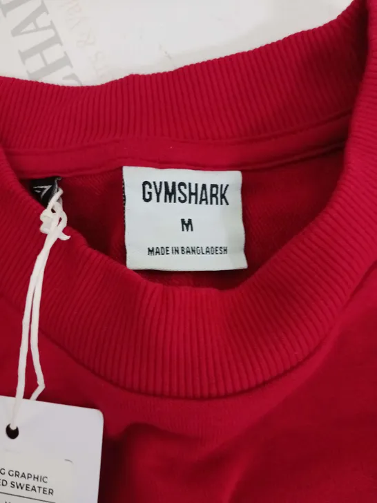 GYMSHARK LIFTING GRAPHIC CROPPED SWEATER RED SIZE M