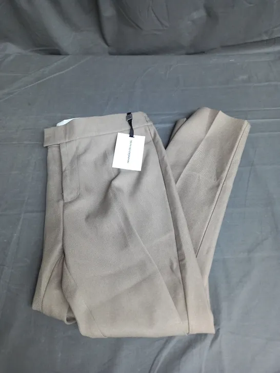 MANIERE DE VOIR SLIM FIT PLEATED TROUSERS IN TAUPE SIZE 36W