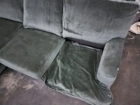 QUALITY BRITISH DESIGNED LOUNGE CO DARK GREEN VELVET FABRIC CHAISE SOFA 