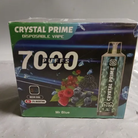 SEALED 10-PACK OF CRYSTAL PRIME 15ML DISPOSABLE VAPES MR BLUE 