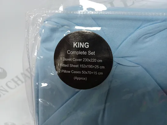 4 PIECE BED SET PALE BLUE KING SIZE