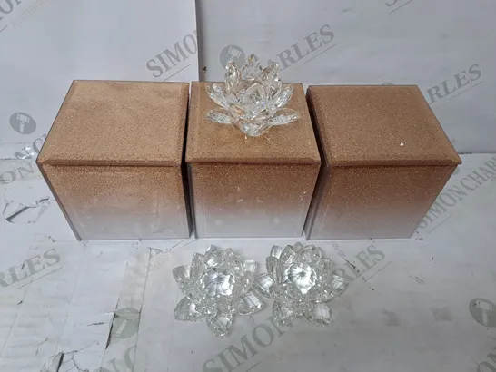 JM BY JULIEN MACDONALD SET OF 3 GLITTER GLASS TRINKET BOXES