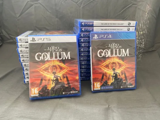 25 BRAND NEW CELLOPHANE WRAPPED COPIES OF THE LORD OF THE RINGS GOLLUM- 11 FOR PS5 AND 14 FOR PS4