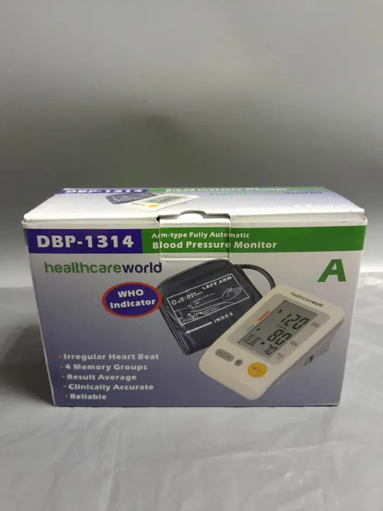 HEALTHCARE WORLD ARM-TYPE FULLY AUTOMATIC BLOOD PRESSURE MONITOR DBP-1314