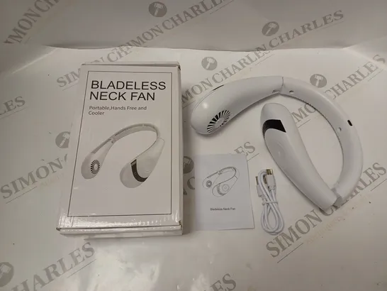 BOXED FOLDABLE BLADELESS NECK FAN WITH USB CABLE AND INSTRUCTIONS