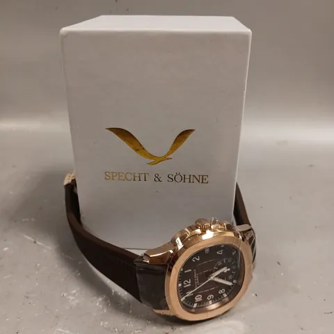 BOXED SPECHT & SHONE COPPER DIAL RUBBER STRAP WATCH 