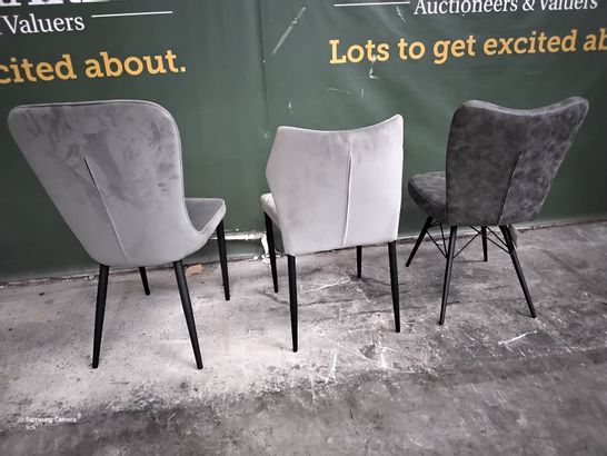 THREE ASSORTED DESIGNER UPHOLSTERED DINING CHAIRS