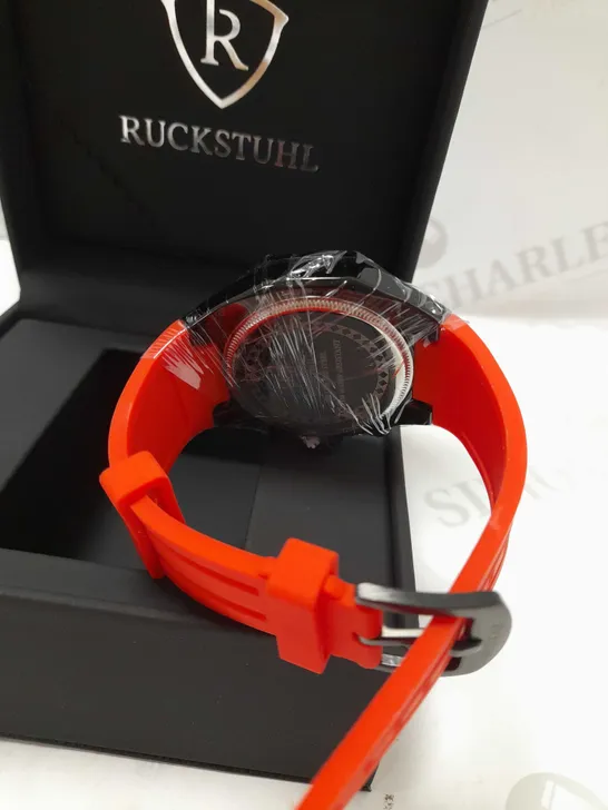 RUCKSTUHL TRIPLE DIAL STUD RUBBER STRAP WRISTWATCH