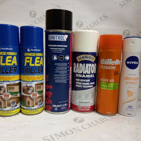 LOT OF APPROXIMATELY 25 ASSORTED AEROSOLS, TO INCLUDE DEODORANT, FLEA KILLER, ETC - COLLECTION ONLY