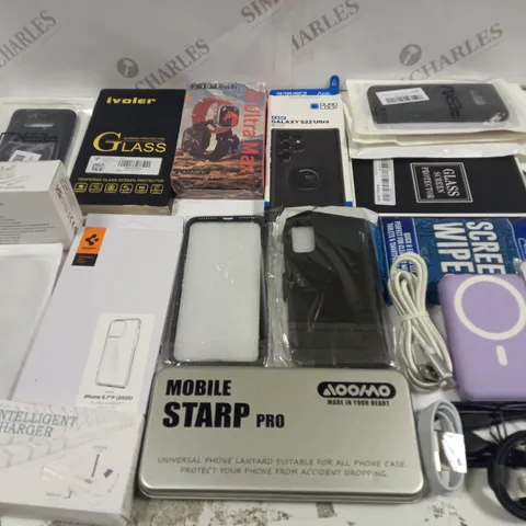 LOT OF ASSORTED MOBILE PHONE ACCESSORIES TO INCLUDE CASES, SCREEN PROTECTORS AND CABLES