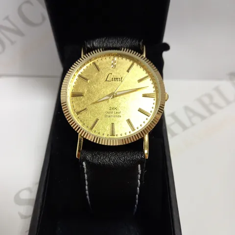 LIMIT GOLD EFFECT WATCH WITH BLACK LEATHER EFFECT STRAP