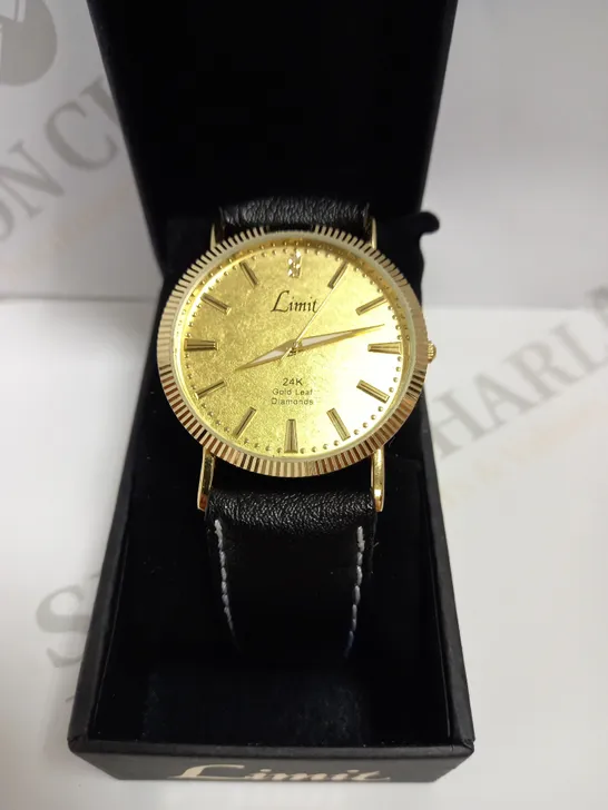 LIMIT GOLD EFFECT WATCH WITH BLACK LEATHER EFFECT STRAP