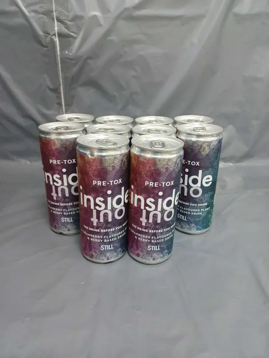 LOT OF 10 PRE-TOX INSIDE OUT DRINK CRANBERRY AND BERRY FLAVOUR 240ML PER CAN