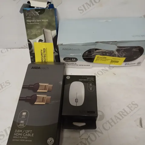 LOT OF FOUR TO INCLUDE PORTABLE SPEAKER , SLIM WIRELESS MOUSE ETC