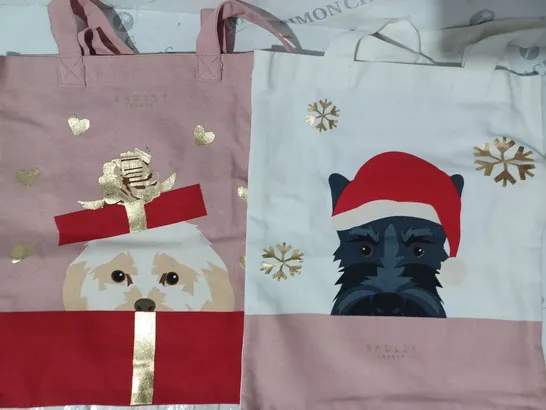 RADLEY LONDON SET OF 2 CHRISTMAS FRIENDS CANVAS TOTE BAGS