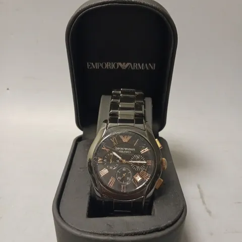 EMPORIO ARMANI CERAMICA ROSE GOLD & BLACK WATCH