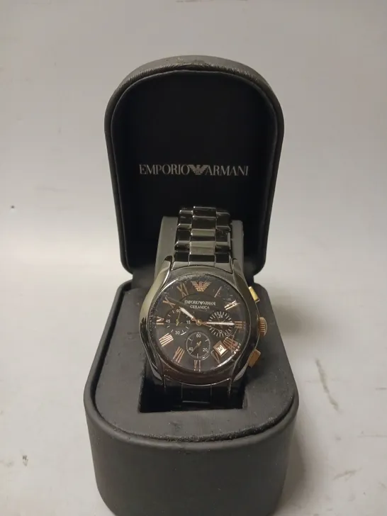 EMPORIO ARMANI CERAMICA ROSE GOLD & BLACK WATCH