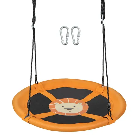 BOXED COSTWAY 102cm SAUCER TREE SWING FLYING CIRCLE SWING SEAT OUTDOOR ROUND SWING SET - YELLOW 