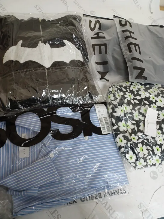 BOX OF APPROXIMATELY 15 ASSORTED ITEMS TO INCLUDE SHEIN TOP, ASOS TOP, BATMAN JUMPER ETC