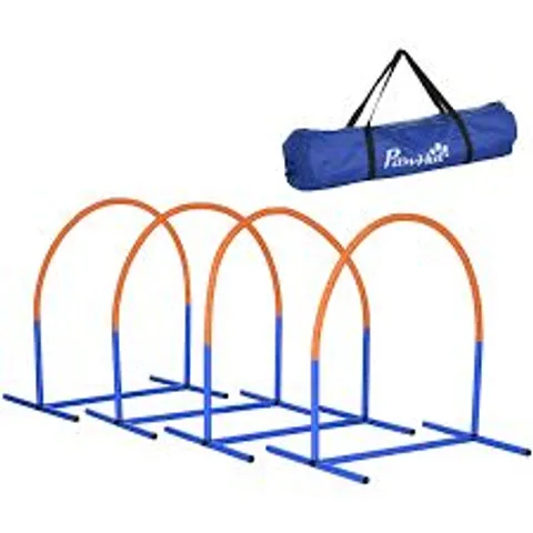 BOXED PAWHUT FOUR-PIECE PORTABLE DOG AGILITY EQUIPMENT - BLUE