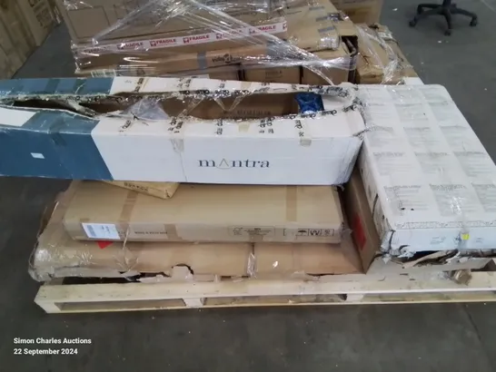 PALLET CONTAINING VARIOUS BOXED FURNITURE PARTS AND OTHER HOUSEHOLD ITEMS ETC.