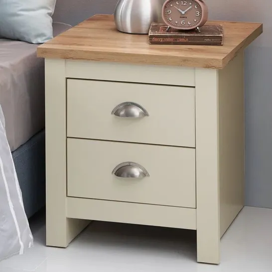 BOXED AQUITAINE 2 DRAWER BEDSIDE TABLE (1 BOX)