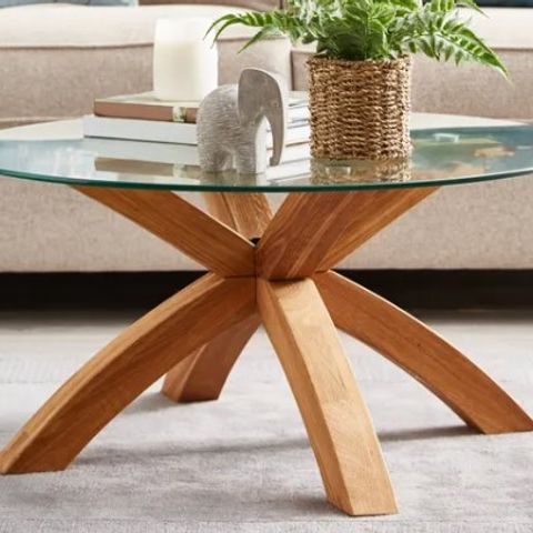 BOXED XAVI COFFEE TABLE OAK AND GLASS