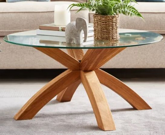 BOXED XAVI COFFEE TABLE OAK AND GLASS