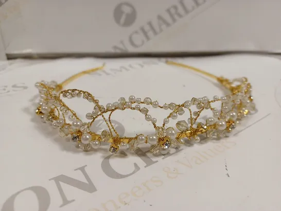 BERKETEX GOLD PEARL TIARA HAIR ACCESSORY 