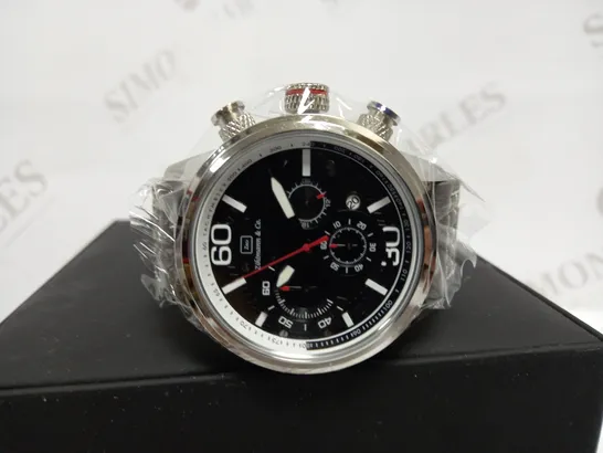 ZIHLMANN & CO SPORTS CHRONOGRAPH STYLE LEATHER STRAP WATCH RRP £560