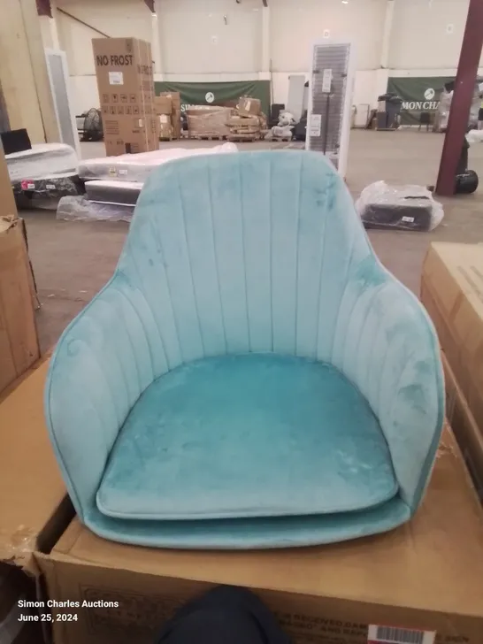 BOXED SET OF 2 TURQUOISE VELVET CHAIRS 