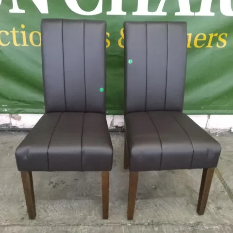 SET OF 2 NEW CARRICK BROWN LEATHER DINING CHAIRS (DARK OAK LEG)