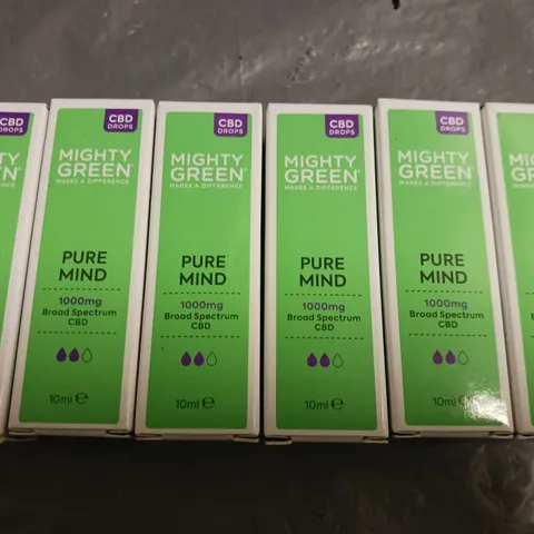 LOT OF 6 MIGHTY GREEN PURE MIND 1000MG 10ML BROAD SPECTRUM CBD