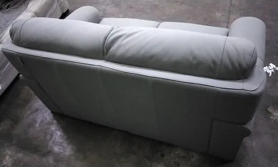 QUALITY ITALIAN DESIGNER ONTARIO 2 SEATER SOFA JN LIGHT GREY LEATHER