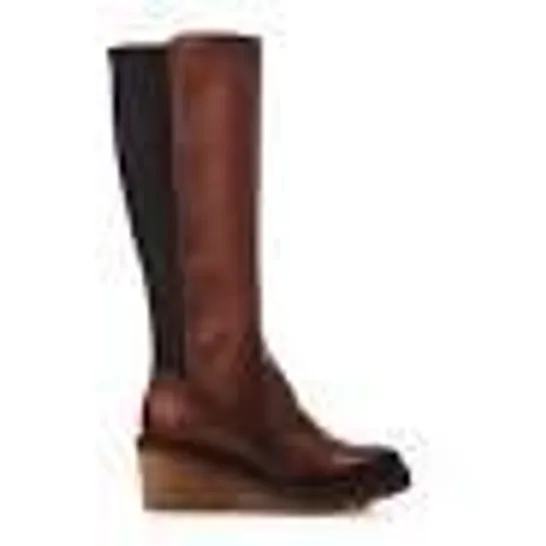 MODA IN PELLE HARPETTE TAN LEATHER KNEE LENGTH BOOTS - DARK BROWN, SIZE 6