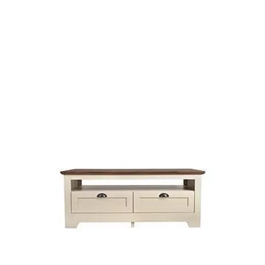 BOXED DEVON STORAGE COFFEE TABLE IN IVORY/WALNUT - 1OF1