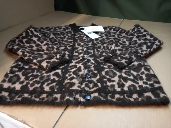 VESTE NOAH LEOPARD SOFT KNIT CARDIGAN - SMALL