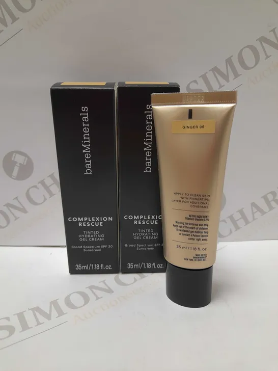 LOT OF 2 X 35ML BAREMINERALS COMPLEXION RESCUE TINTED HYDRATING CREAM GEL - GINGER 06