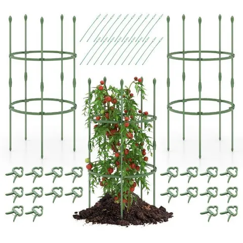 BOXED COSTWAY 3 PCS METAL CLIMBING TRELLIS 40" TALL PLANT GARDEN SUPPORT STAND W/ CLIP & TIE