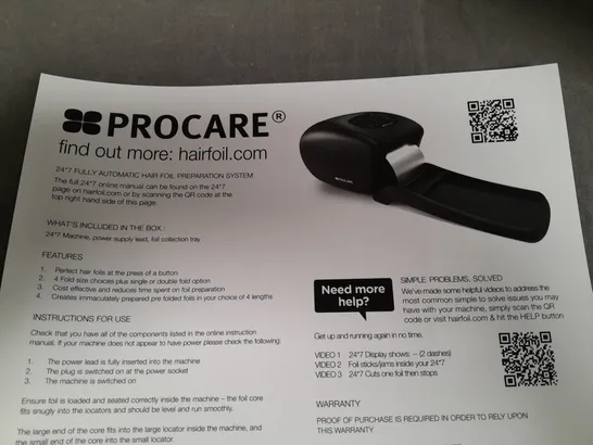 BOXED AS NEW PROCARE PROFESSIONAL HAIR COLOURING AUTOMATIC DISPENSER