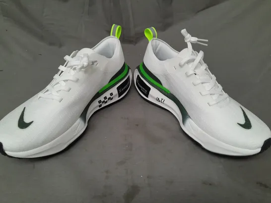 BOXED PAIR OF NIKE ZOOMX INVINCIBLE RUN FK 3 SHOES IN WHITE/GREEN UK SIZE 9