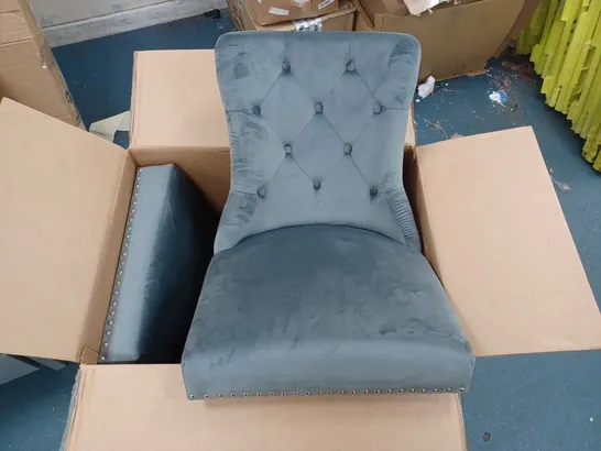 BOXED WARWICK VELVET PAIR OF STANDARD DINING CHAIRS - CHARCOAL/BLACK RRP £199