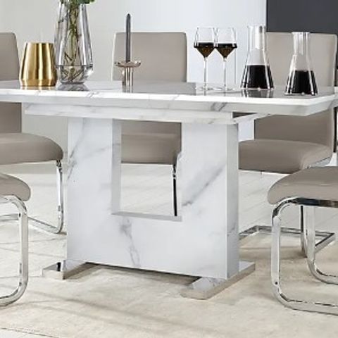 BOXED DESIGNER FLORENCE GREY MARBLE EXTENDING DINING TABLE 120 -160cm (2 BOXES)