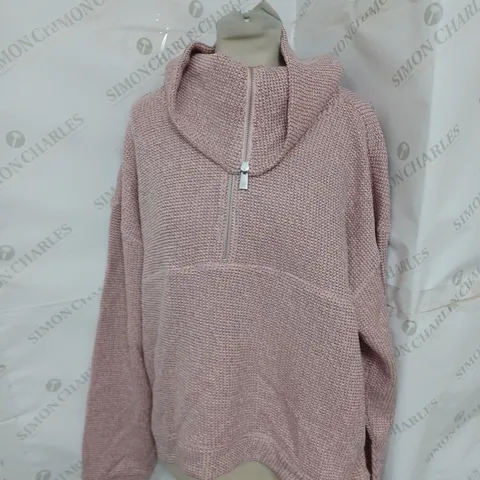 SWEATY BETTY RESTFUL BUCKLE HALF ZIP SWEATSHIRT IN SOFT PINK SIZE M