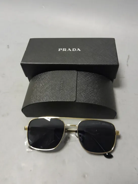 PRADA GOLD FRAMED GLASSES IN CASE