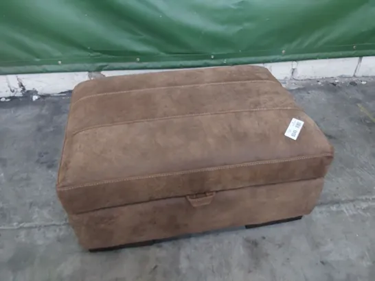 DESIGNER STORAGE FOOTSTOOL DISTRESSED BROWN LEATHER 