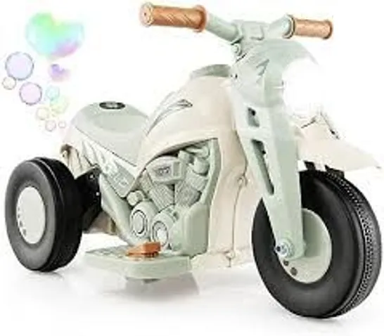 BOXED 6V ELECTRIC KID RIDE ON MOTORCYCLE WITH BUBBLE MAKER - BEIGE 