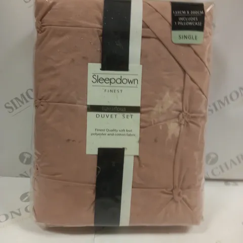 SLEEPDOWN RUCHED PLEAT BLUSH SINGLE DUVET SET